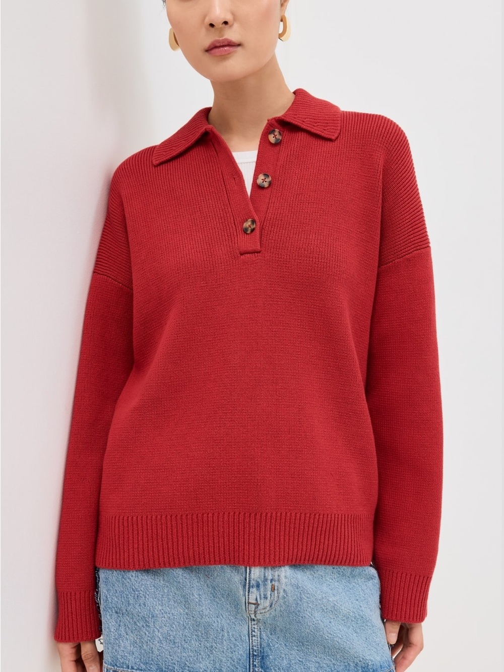 Reformation Brooklyn Cotton Polo Sweater NWT